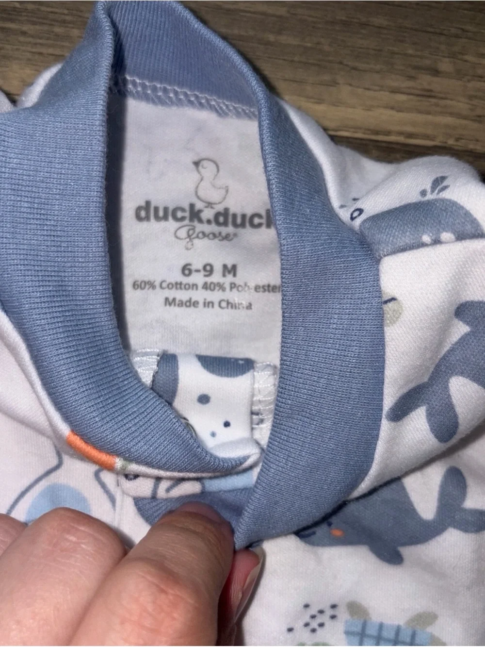 Duck Duck Goose Baby Romper Boy Blue White Sea‎ Animals NEW Size 6-9 M Months